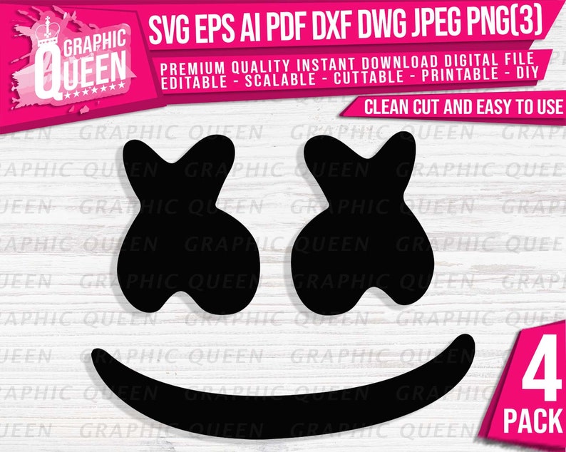 Dj Marshmello SVG dj Marshmello Face Cut Files dj Marshmello Etsy