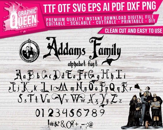 Download Addams Family Font And Numbers Addams Family Alphabet Ttf And Etsy