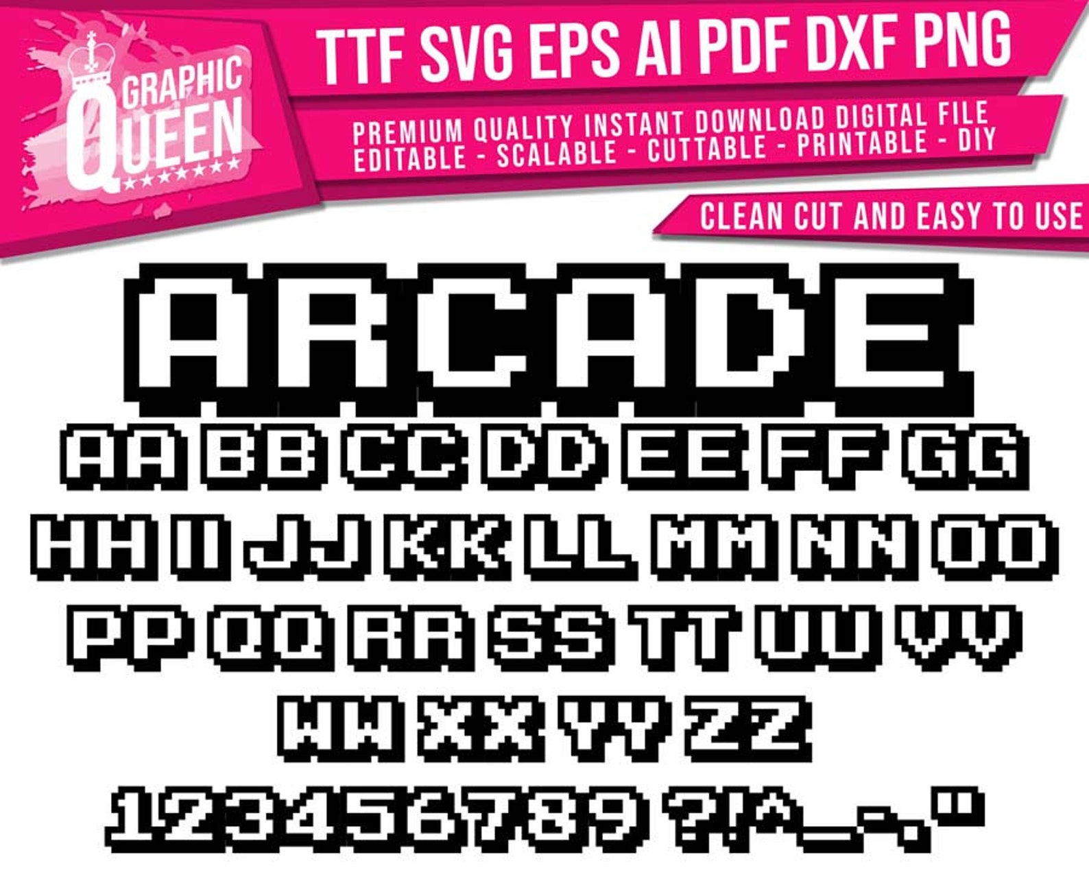 Arcade Font Svg Arcade Alphabet Clipart Arcade Game Inspired Etsy