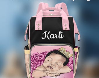 Create Your Own Personalized Diaper Bag Backpack, Custom Baby Bag, Photo or Cartoon Design, Hand Painted Portrait, Baby Shower Gift