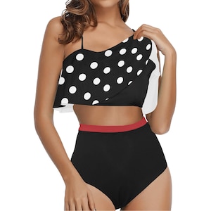 Hoch tailliertes Rüschen Bikini Set