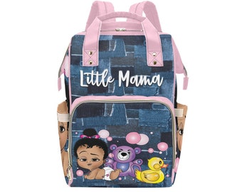 Afro Personalized Baby Bag/ Diaper Bag/ African American Baby Girl Backpack/ Clothing Bottles Bag/ Baby Shower Gift