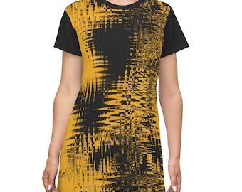 Women's Black and Gold Pattern T-shirt Skirt Dress, - Etsy Women's Black and Gold Pattern T-shirt Skirt Dress, - Etsy