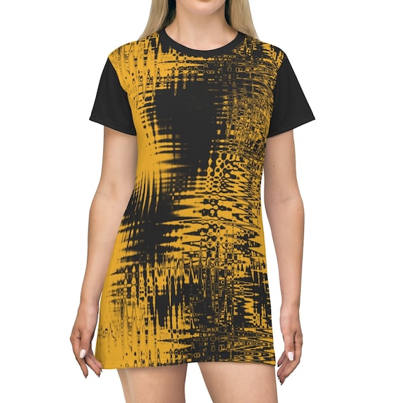 Gold and Black All Over Print T-shirt Dress - Etsy