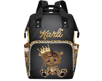 Bolsa de bebê personalizada/bolsa de fraldas/mochila afro-americana para meninas/saco de garrafas de roupas/presente de chá de bebê