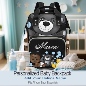 Bolso cambiador personalizado para bebé, mochila personalizada para bebé niño afroamericano, regalo personalizado para bebé, regalo para baby shower, mochila infantil