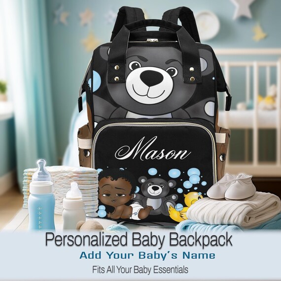 Personalized Baby Diaper Bag, Custom African American Baby Boy Backpack, Custom Baby Gift, Baby Shower Gift, Kids Backpack Bag