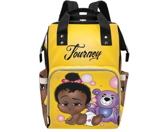 Afro Personalized Baby Bag/ Diaper Bag/ African American Baby Girl Backpack/ Clothing Bottles Bag/ Baby Shower Gift