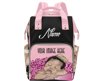 Create Your Own Personalized Baby Bag/ Diaper Bag/ Baby Backpack/ Photo Portrait/Painting/ Clothing Bottles Bag/ Baby Shower Gift