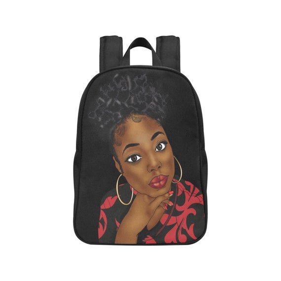 Black Queen Afro Puff Fabric Backpack Etsy
