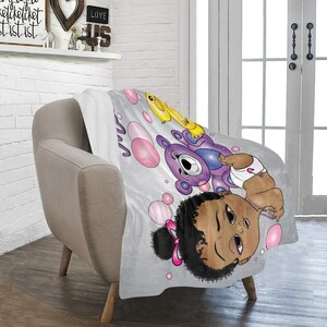 Cobertor personalizado para bebês meninas/cobertor de lã/cobertor com nome personalizado/bebê recém-nascido/presente de chá de bebê/bebê afro-americano