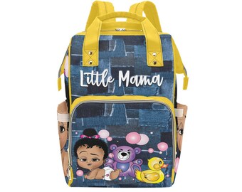 Afro Personalized Baby Bag/ Diaper Bag/ African American Baby Girl Backpack/ Clothing Bottles Bag/ Baby Shower Gift