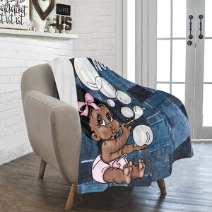Cobertor personalizado para bebês meninas/cobertor de lã/cobertor com nome personalizado/bebê recém-nascido/presente de chá de bebê/bebê afro-americano