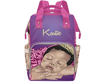 Afro Personalized Princess Baby Bag/ Diaper Bag/ African American Baby Girl  Backpack/ Clothing Bottles Bag/ Baby Shower Gift