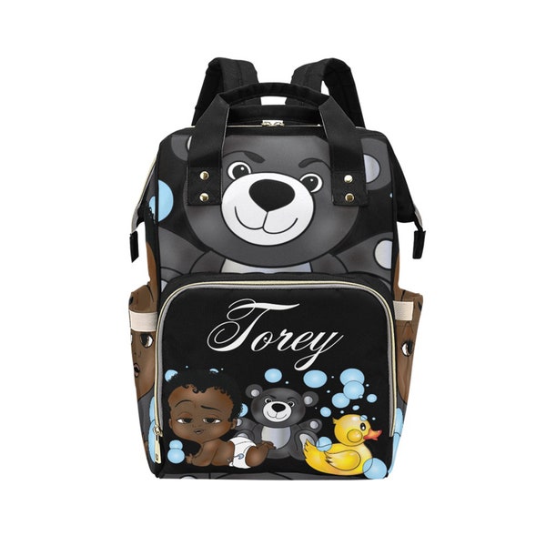 Personalized Baby Bag/ Diaper Bag/ African American Baby Boy Backpack/ Clothing Bottles Bag/ Baby Shower Gift