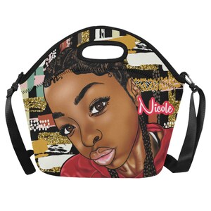 Melanin Beauty With Cornrows Neoprene Lunch Bag