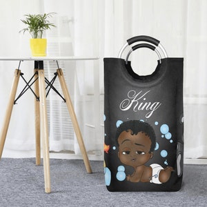 Afro personalisierte Baby Korb / Wäschesack / African American Baby Boy Wäschekorb / Aufbewahrungskorb / Baby-Dusche-Geschenk
