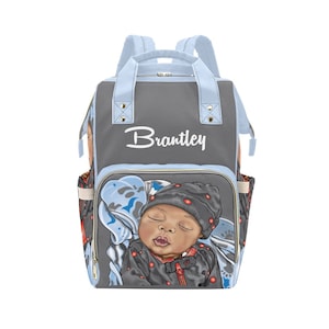 Afro Personalized Baby Diaper Bag, Backpack, Baby Boy Nursery  Camping Baby Boy Shower Gift, Happy Camper, Crib Bedding, Outdoors Nursery