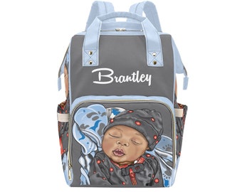 Afro Personalized Baby Diaper Bag, Backpack, Baby Boy Nursery  Camping Baby Boy Shower Gift, Happy Camper, Crib Bedding, Outdoors Nursery