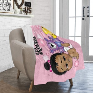 Cobertor personalizado para bebês meninas/cobertor de lã/cobertor com nome personalizado/bebê recém-nascido/presente de chá de bebê/bebê afro-americano