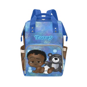 Afro Personalized Baby Bag/ Diaper Bag/ African American Baby Boy Backpack/ Clothing Bottles Bag/ Baby Shower Gift