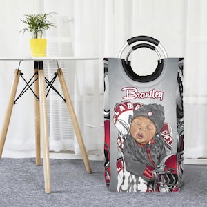 Personalized Baby Hamper/ Laundry Bag/Sports  Baby Boy Laundry Basket/ Storage Basket/ Baby Shower Gift