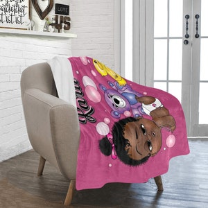 Cobertor personalizado para bebês meninas/cobertor de lã/cobertor com nome personalizado/bebê recém-nascido/presente de chá de bebê/bebê afro-americano