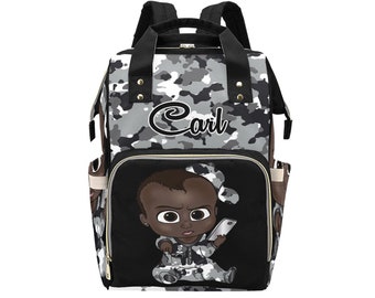Afro Personalized Baby Bag/ Diaper Bag/ African American Baby Boy Backpack/ Clothing Bottles Bag/ Baby Shower Gift