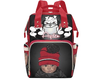 Personalized Large Diaper Bag Knapsack Set Gray STUNGO Custom Monogram /Name Embroidered Bottle warmer Pouch for infant /Baby Bag /Baby Gift
