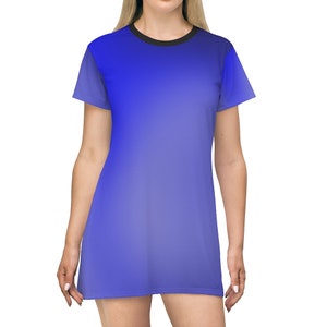 Blue All Over Print T-Shirt Dress