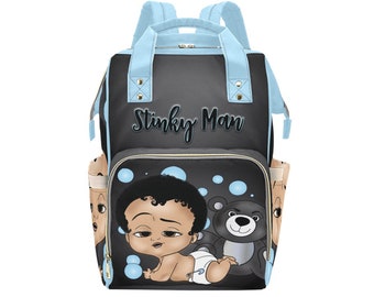 Afro Personalized Baby Bag/ Diaper Bag/ African American Baby Boy Backpack/ Clothing Bottles Bag/ Baby Shower Gift