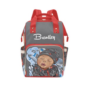 Afro Personalized Baby Bag/ Diaper Bag/ African American Baby Boy Backpack/ Clothing Bottles Bag/ Baby Shower Gift