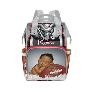 Afro Personalized Sports Baby Bag/ Diaper Bag/ African American Baby Boy Backpack/ Clothing Bottles Bag/ Baby Shower Gift