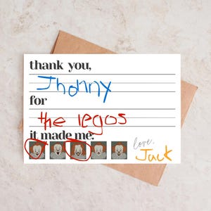 Cartes de remerciement imprimables - Remplissez les notes pour enfants - Cartes de correspondance plates - Papeterie