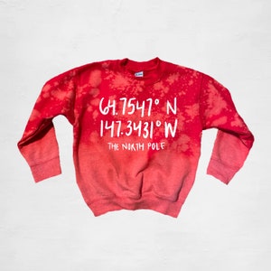 North Pole location youth sweatshirt / kids holiday crewneck sweatshirt / Toddler Christmas sweatshirt