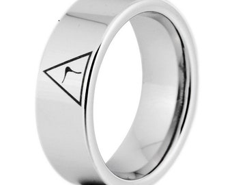 Noir Tungsten maçonniques Anneaux Scottish Rite-Franc-maçon 14th degré Grand Elect