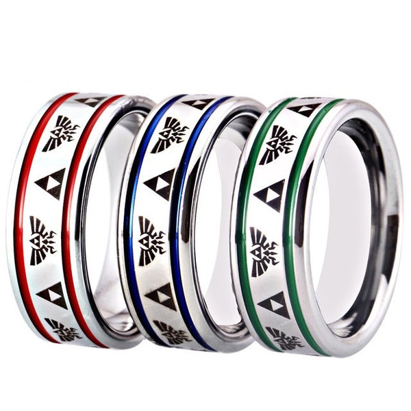 Multi color Legend of Zelda Tungsten Ring Men Women Couple Promise  Engagement Wedding Anniversary Gift Band Ring Jewelry