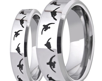 Thorsten Duck Foot Print Animal Duck Print Ring Inside Engraved Flat Tungsten 10mm Wide Wedding Band with Custom Inside Engraved Personalized from Roy Rose Jewelry