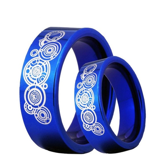 Blue Doctor Who Couple Tungsten Ring Men Women Promise Engagement Wedding Anniversary Gift Band Ring Jewelry