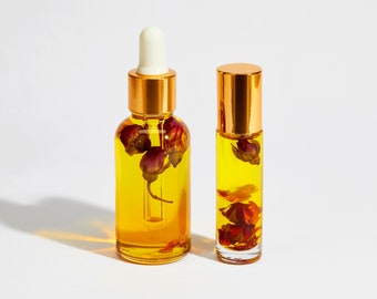 Bulgarian rose and Frankincense luxury facial oil serum with myrrh and helichrysum, rose essential oil, birthday gift