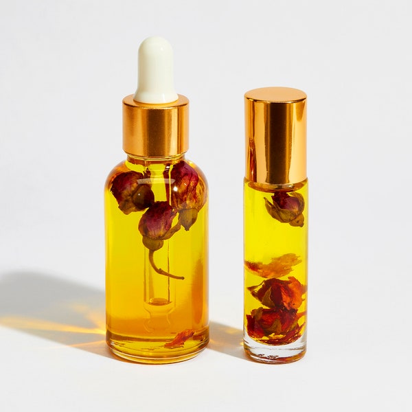 Bulgarian rose and Frankincense luxury facial oil serum with myrrh and helichrysum, rose essential oil, birthday gift