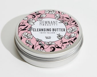 Cleansing Butter Makeup Remover with Tallow and Hibiscus, Natural Organic Cleansing Balm, Tallow skincare