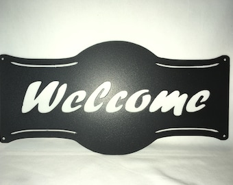 SWEN Products DRAFT HORSE Black Metal Welcome Sign