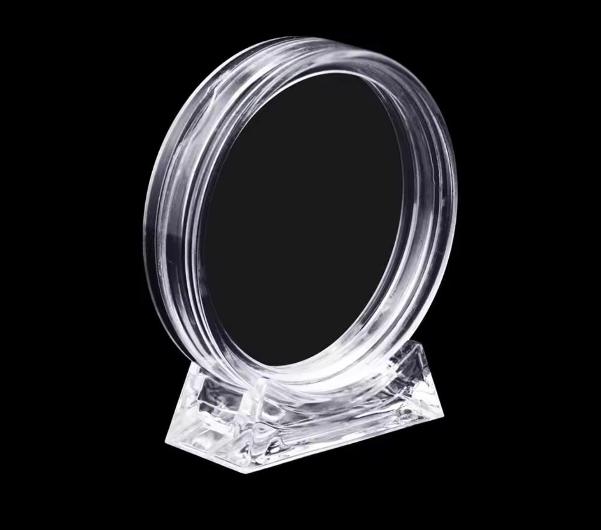 FINGERINSPIRE Boîte Présentation Pièces En Noyer 90x90mm – Écrin Avec Fenêtre Transparente Pour Monnaies, Médailles Ou Bijoux