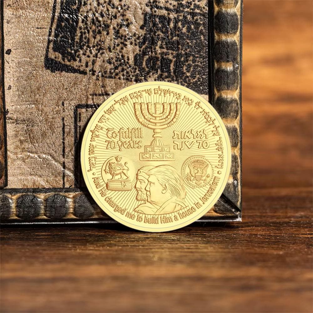 Lot de 2 pièces commémoratives de Jérusalem Donald Trump Israël Capitale juive Temple Juif Anniversaire Jetons Hébreux Lot de 2 pièces commémoratives de Jérusalem Donald Trump Israël Capitale juive Temple Juif Anniversaire Jetons Hébreux