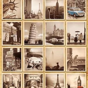 32 Stück klassische berühmte amerikanische und europäische Gebäude Vintage Style Memory Postkartenset Grußkarte Geschenkkarten Alte seltene Postkarten