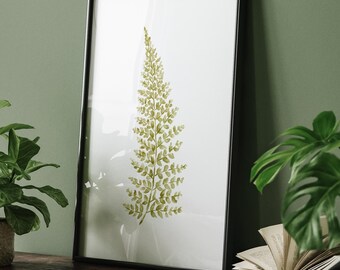 Fern Botanical Art Print, Watercolor Green Plant Wall Art