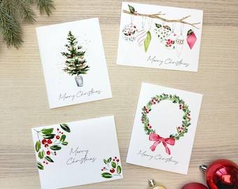 Merry Christmas card variety set, Christmas cards, boxed Christmas cards, watercolor Christmas card variety pack, Box of 8