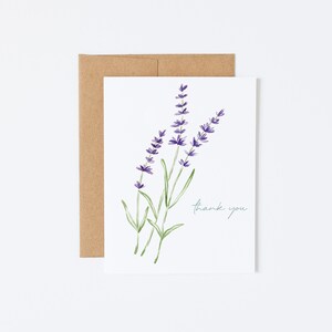 Watercolor Lavender Thank You Card, Linen Cardstock - Etsy