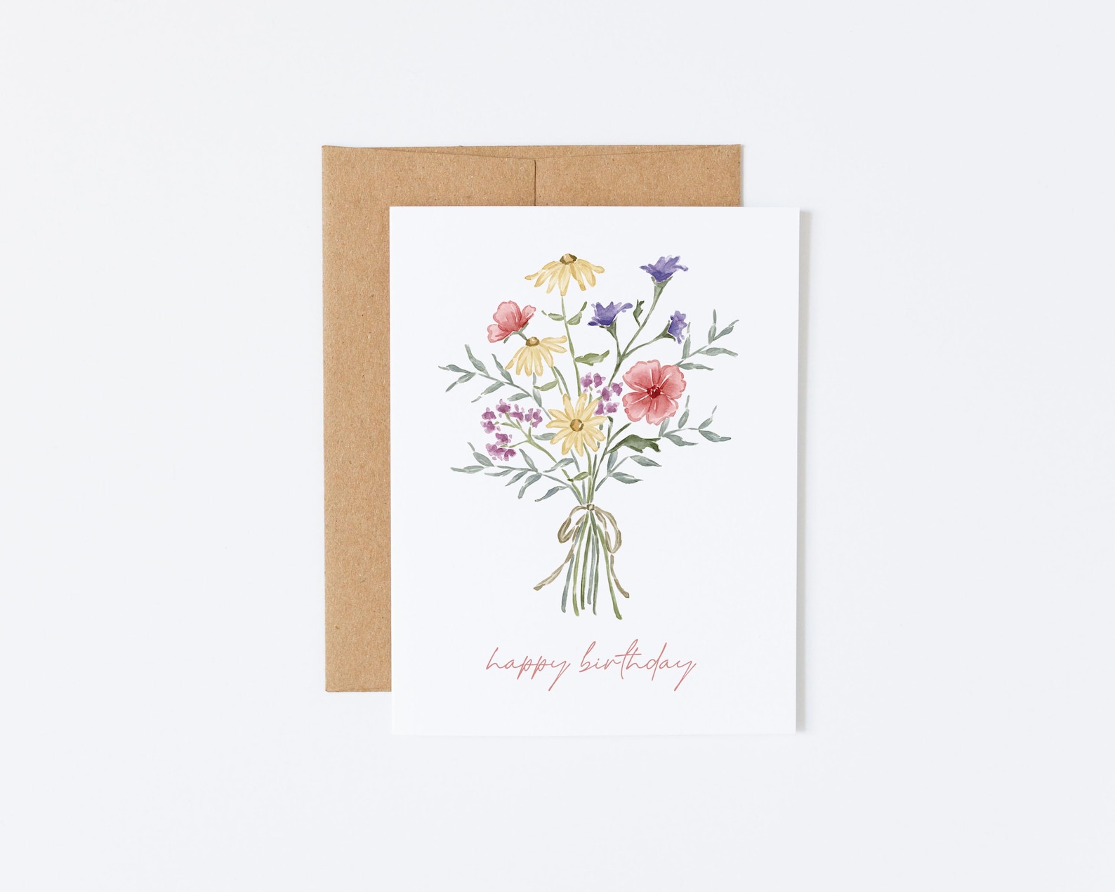 Watercolor Floral Bouquet Happy Birthday Card - Etsy